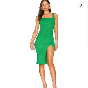 Zoe Square Neck dress metallic green